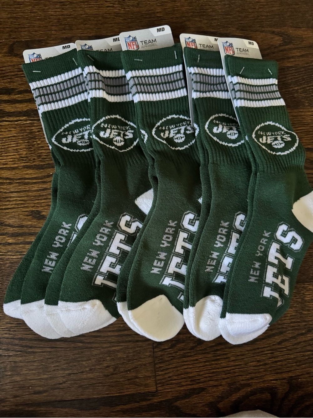 NFL New York Jets Crew Socks - 5 packs - Medium